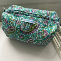 Makeup Bag Set, Teal Paisley