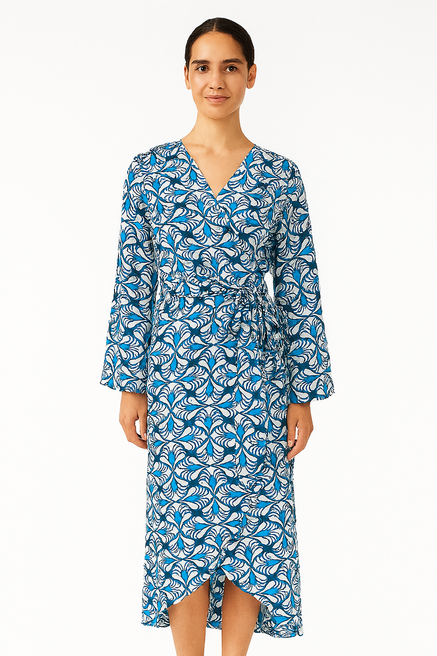 Washable Silk Wrap Dress, Peacock