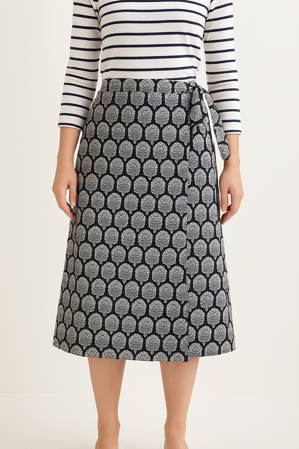 Cotton Wrap Skirt, Midnight Garden