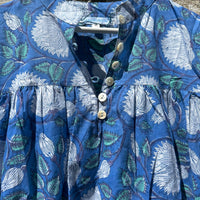 Market Dress - Maxi, Azure Blue & White Floral