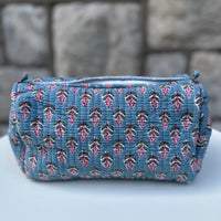 Makeup Bag Set, Dusty Blue Floral