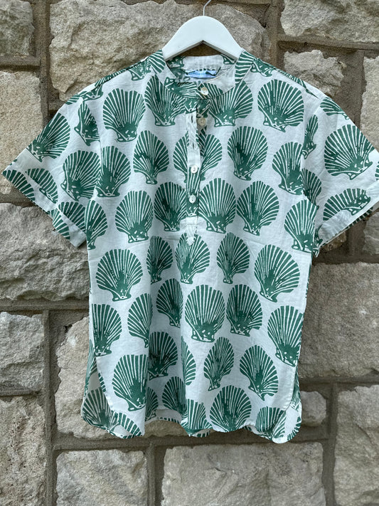 Camp Shirt, Sea Green Shells