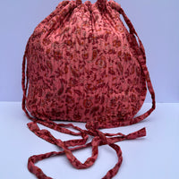 Luxury Slouch Bag - Coral & Red Leaves
