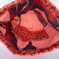Luxury Slouch Bag - Coral & Red Leaves