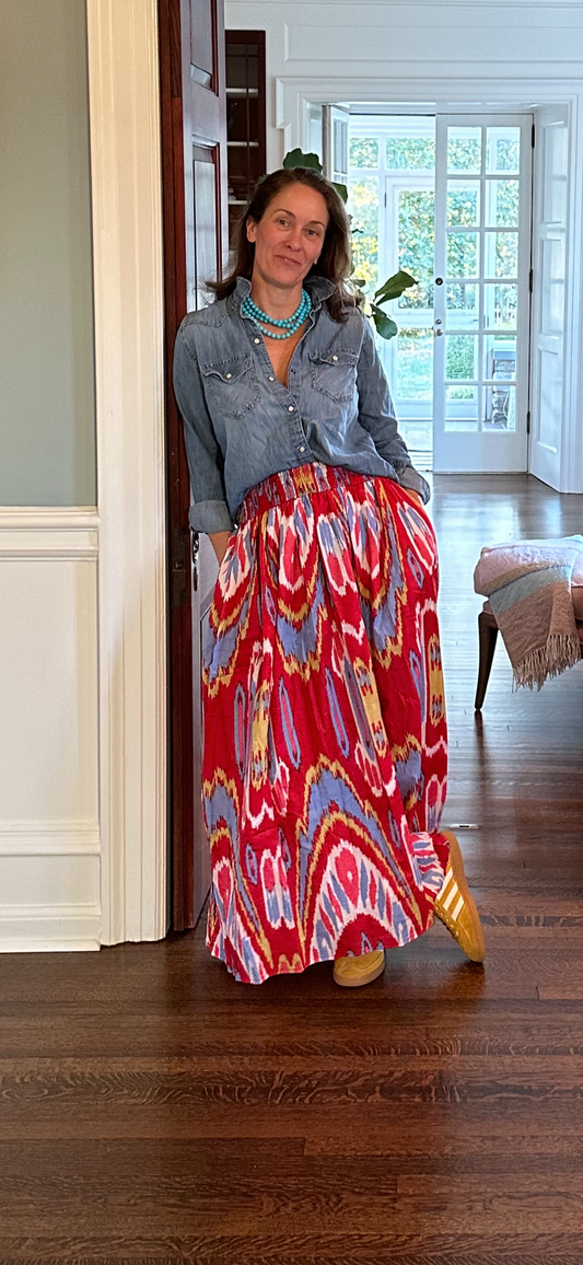 Jupe Maxi, Ikat Swirl, final sale