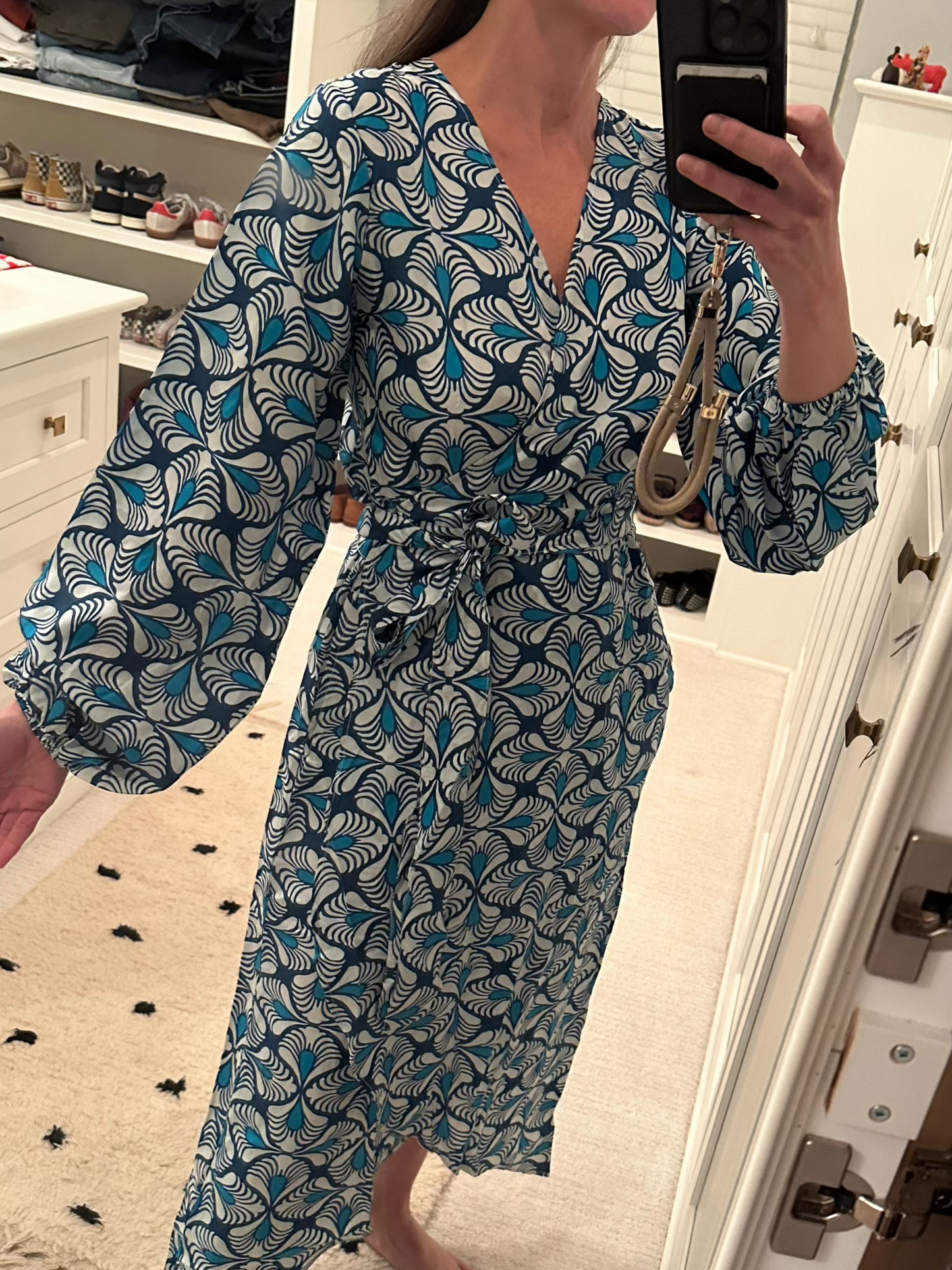 Washable Silk Wrap Dress, Peacock