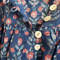 Market Dress, Navy with muted coral blooms.