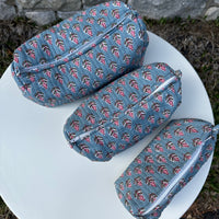 Makeup Bag Set, Dusty Blue Floral