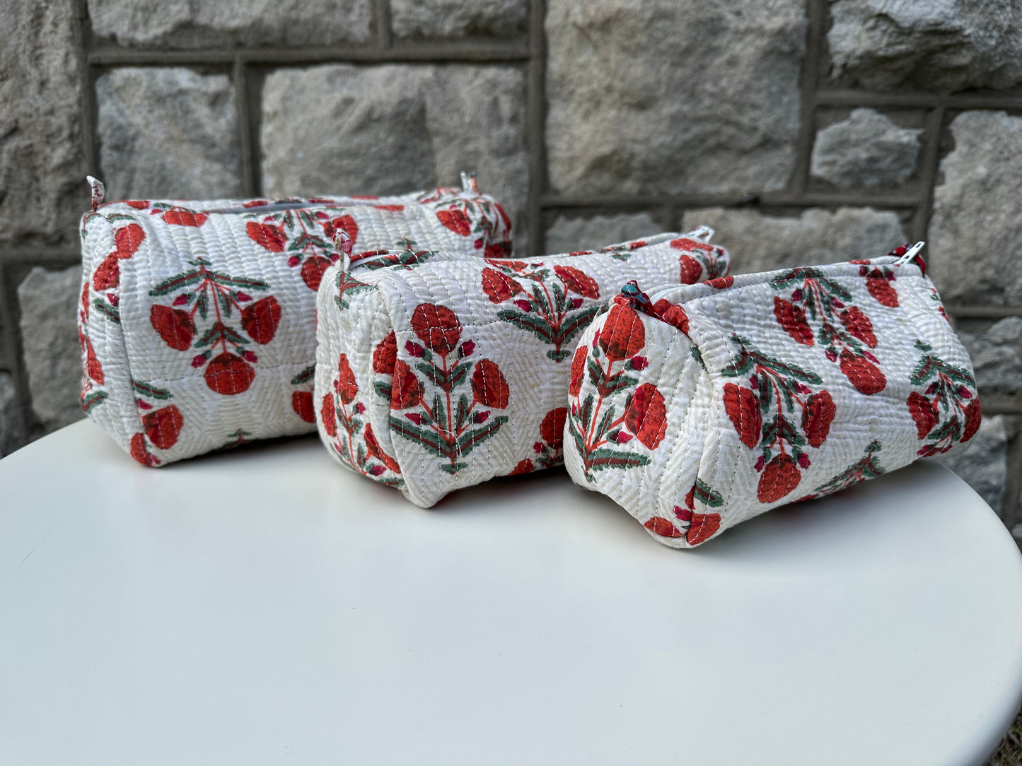 Makeup Bag Set, Orange Poppy