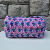 Makeup Bag Set, Pink & Blue Floral