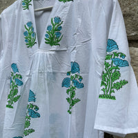 Belle île Dress, Turquoise Blooms