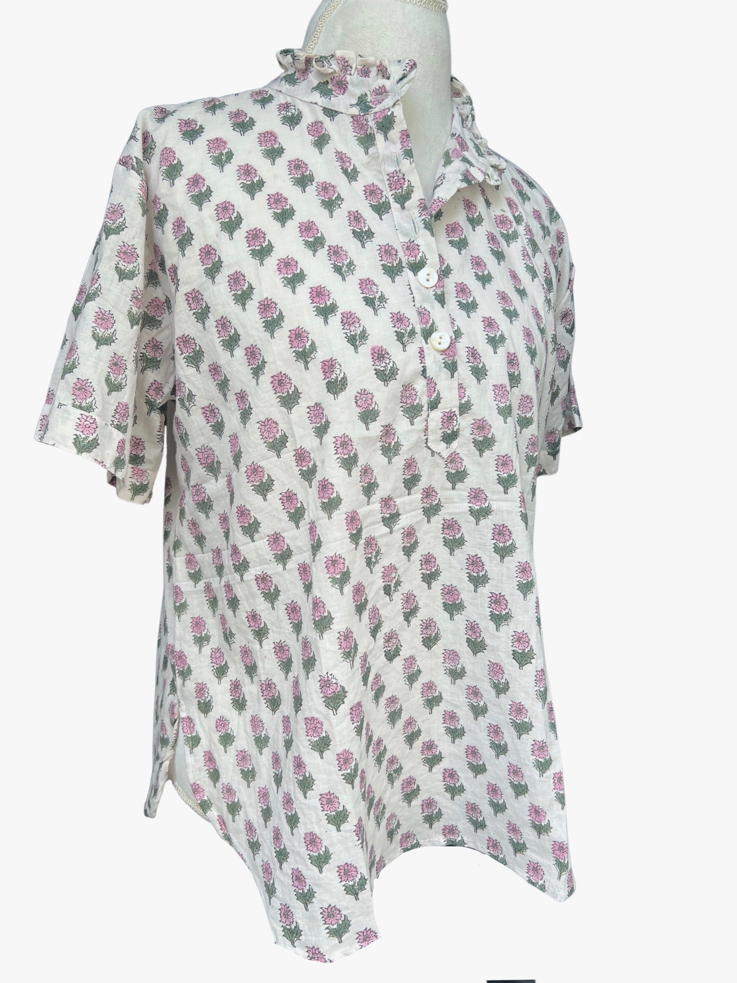 Sassaroo Camp Shirt, Pink Dahlias