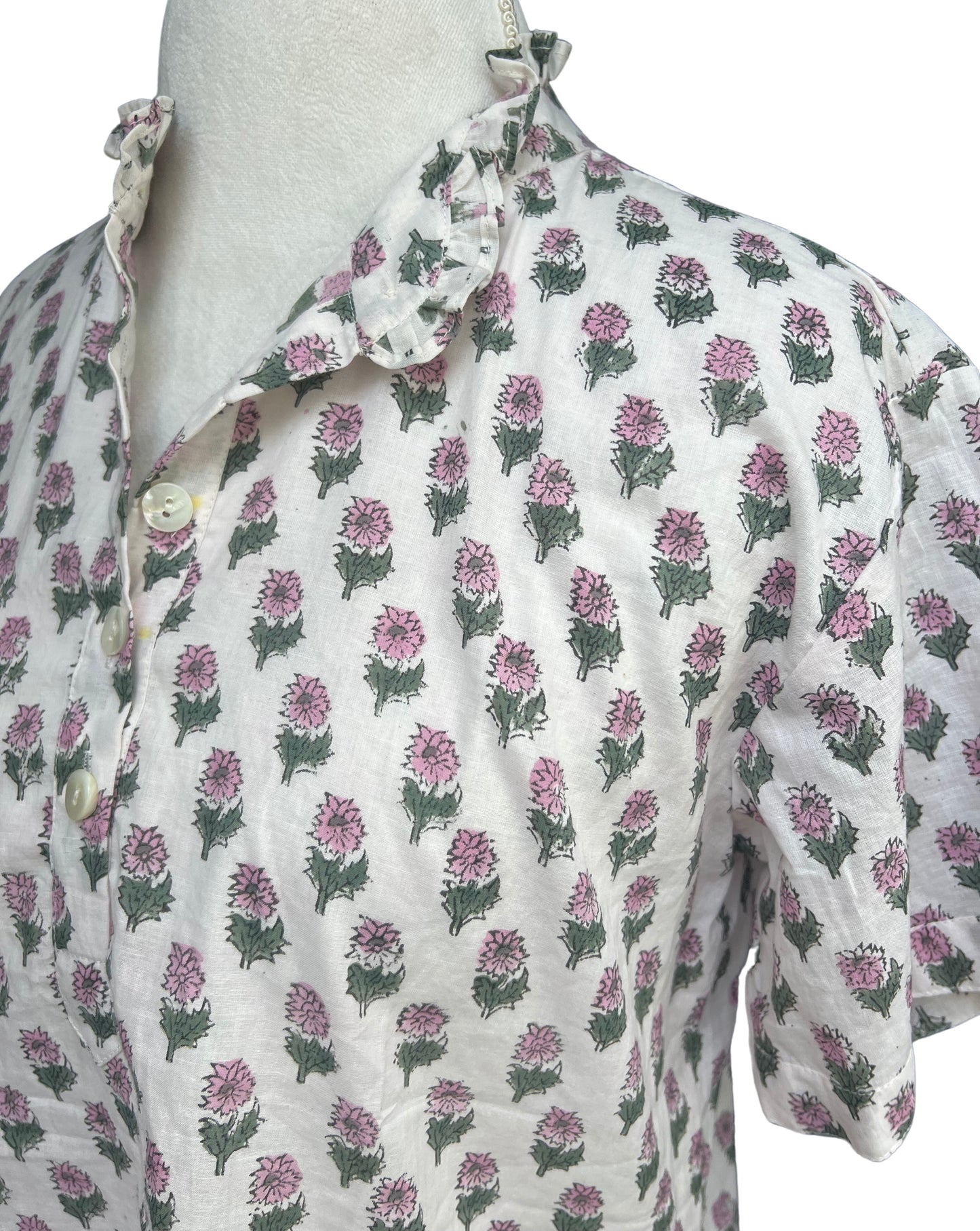 Sassaroo Camp Shirt, Pink Dahlias