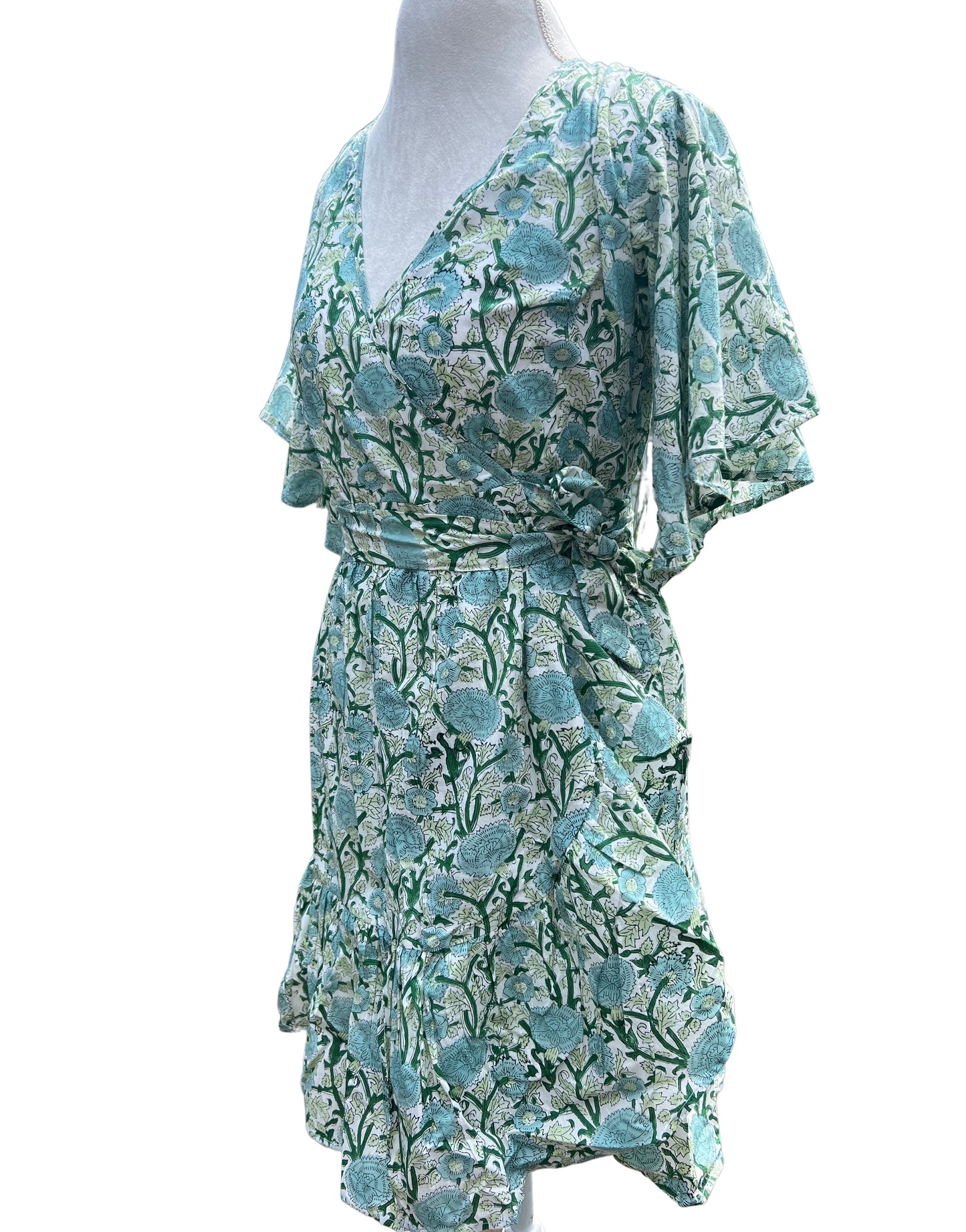 Samantha Wrap Dress, Summer Green Garden