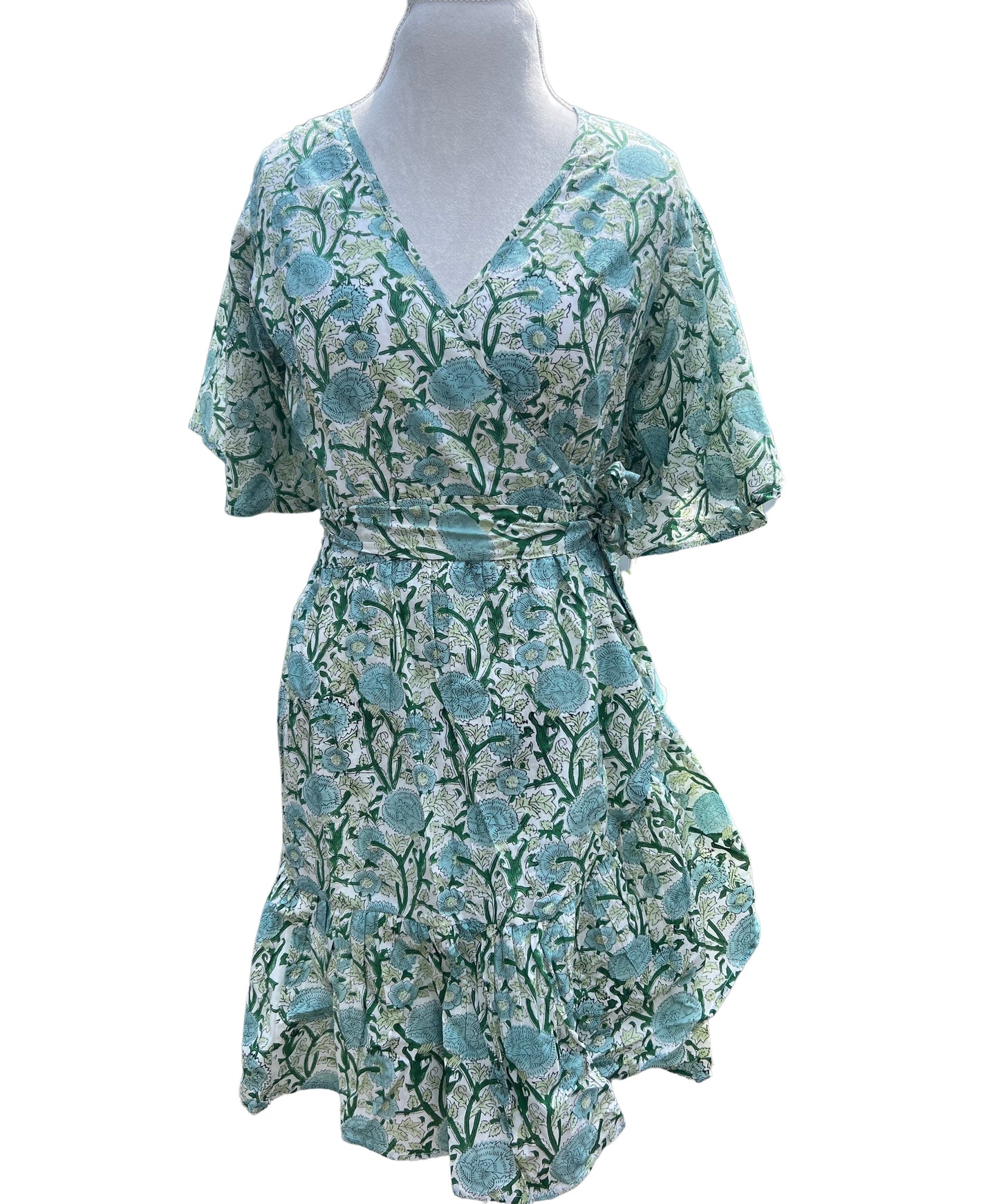 Samantha Wrap Dress, Summer Green Garden