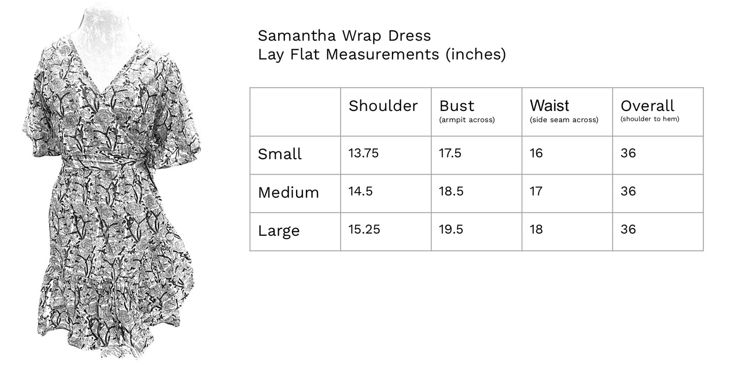 Samantha Wrap Dress, Vintage Floral Stripes