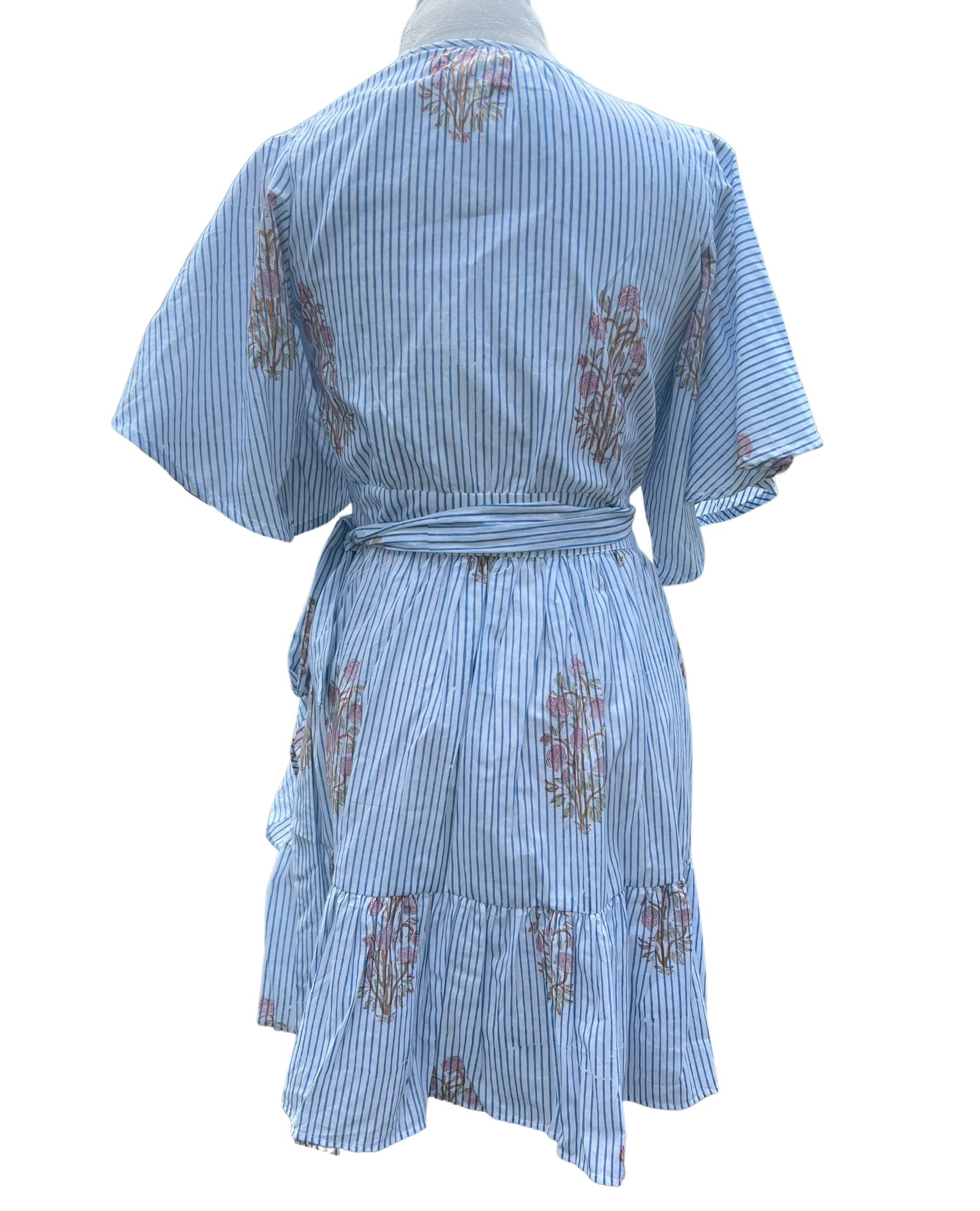 Samantha Wrap Dress, Vintage Floral Stripes