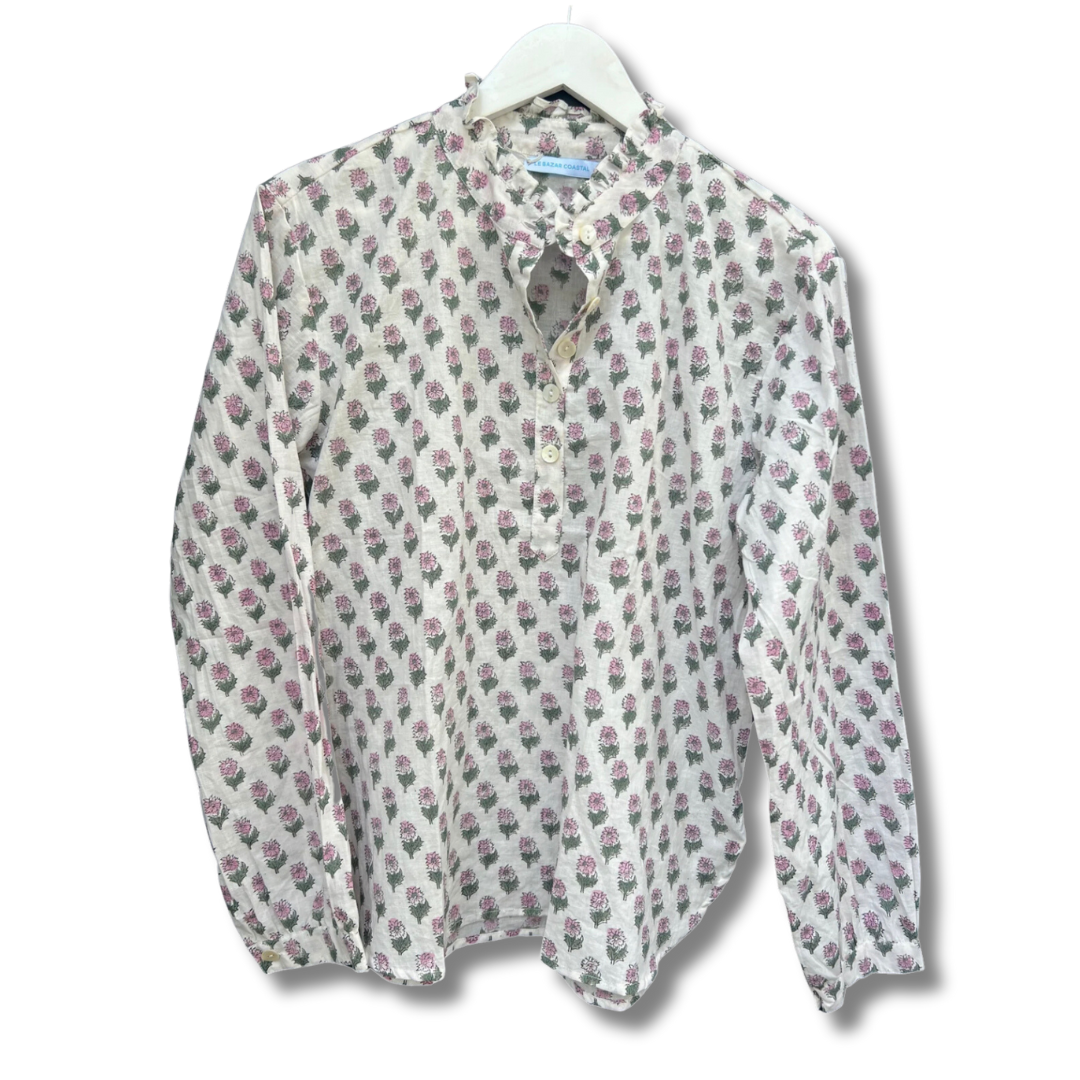 Sassaroo Shirt, Pink Dahlias