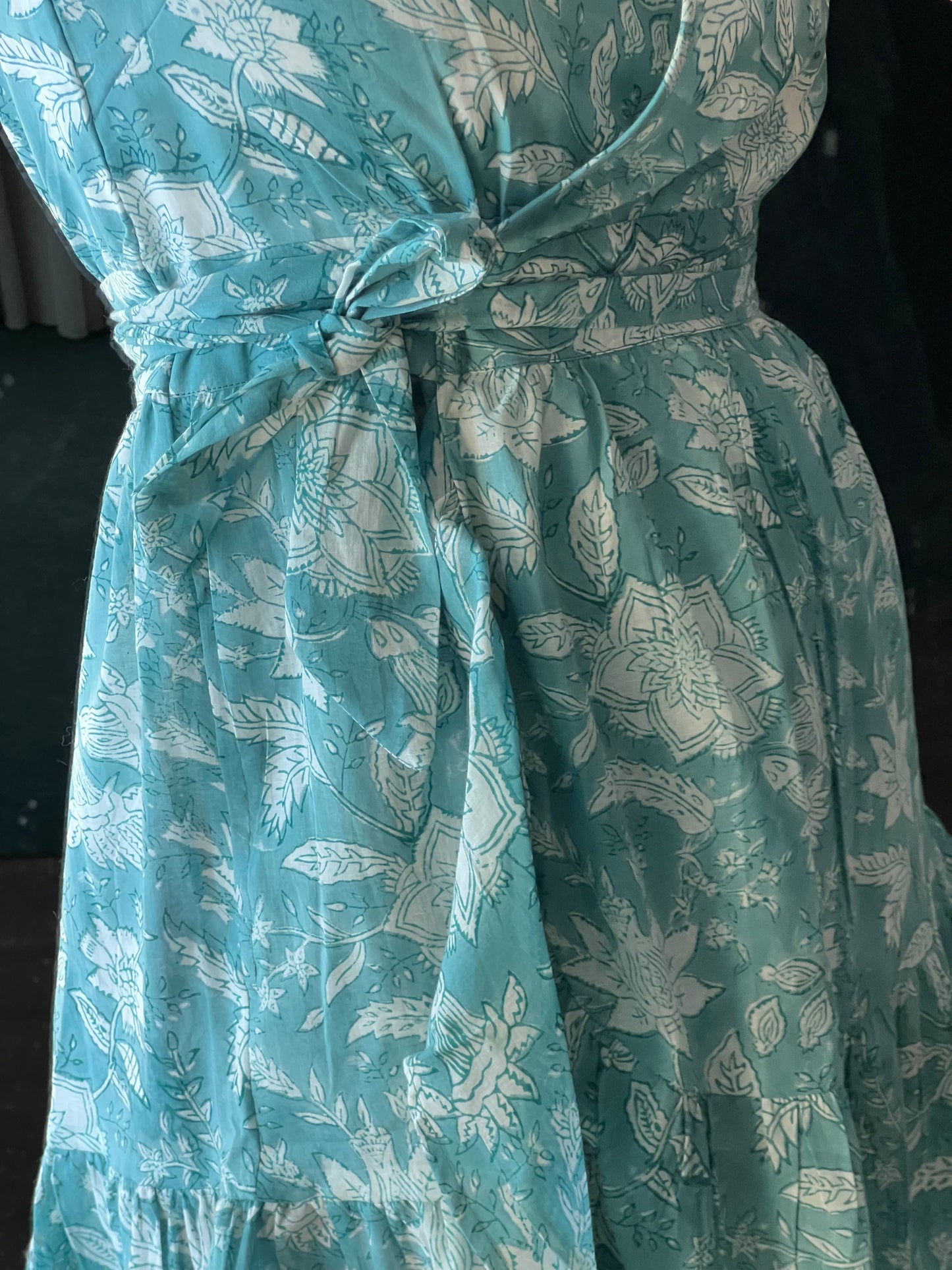 Kat Sleeveless Wrap Dress, Turquoise