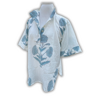 Collar Pop Top, Chambray Blue Floral
