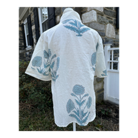 Collar Pop Top, Chambray Blue Floral