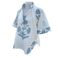 Collar Pop Top, Chambray Blue Floral
