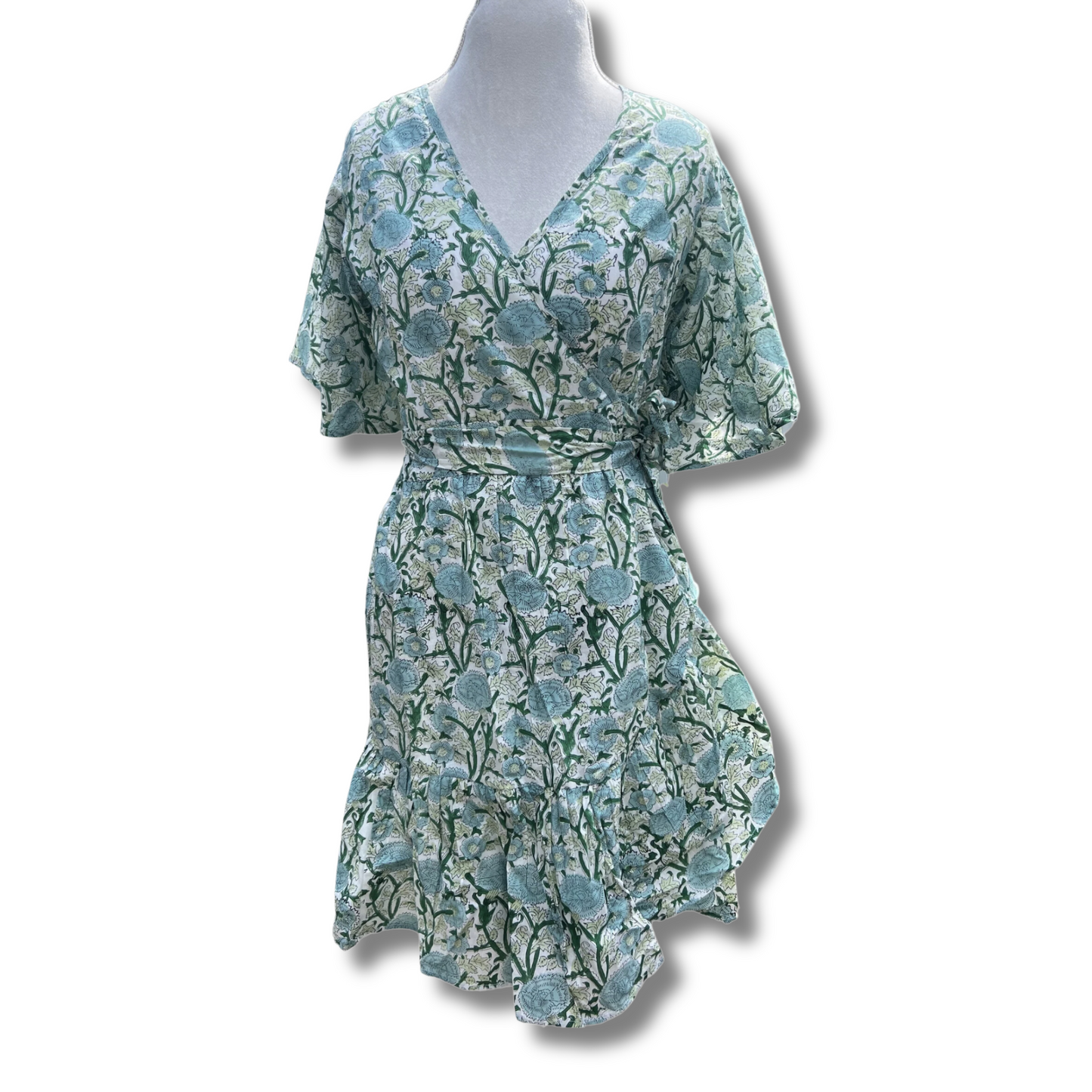 Samantha Wrap Dress, Summer Green Garden