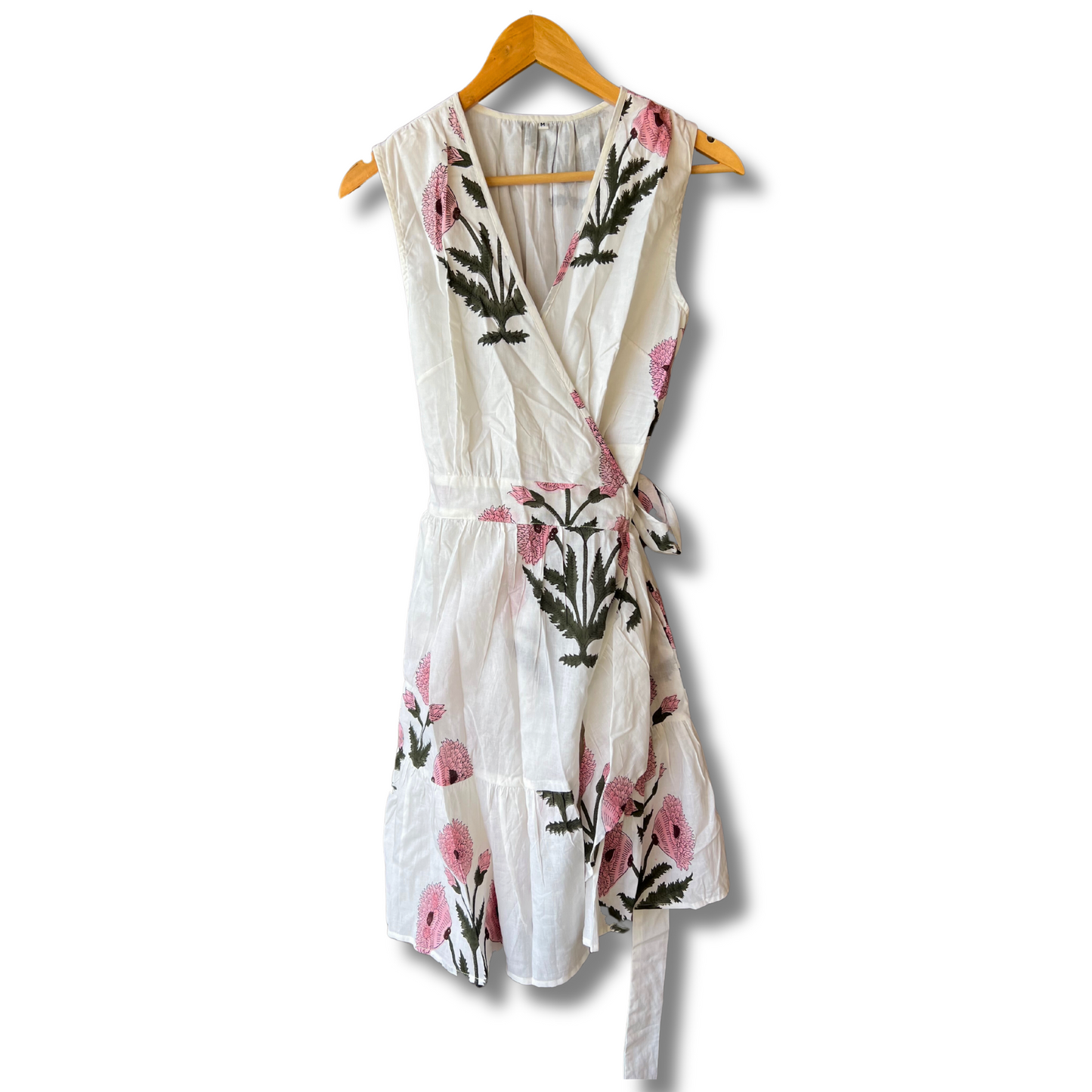Kat Sleeveless Wrap Dress, Pink Poppies
