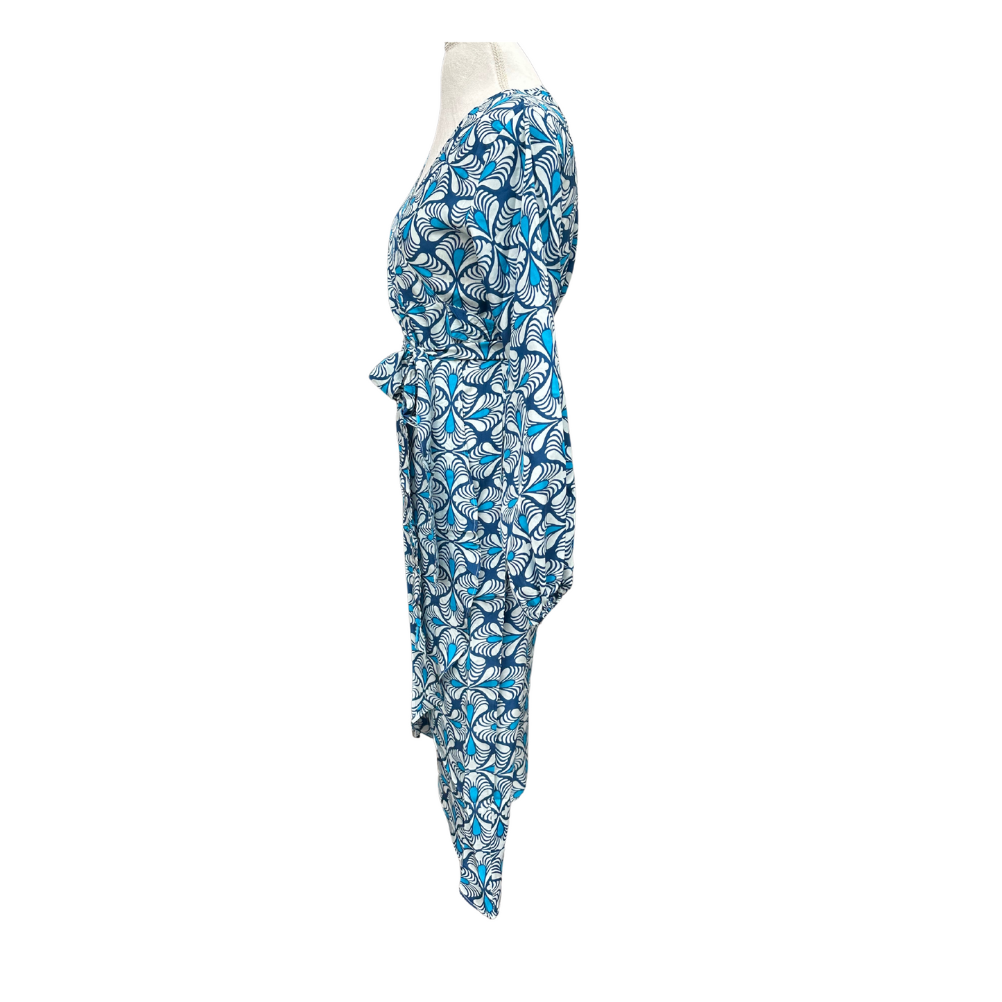 Washable Silk Wrap Dress, Peacock