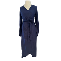 Washable Silk Wrap Dress, Navy