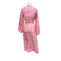 Washable Silk Wrap Dress, Perfect Pink Ikat