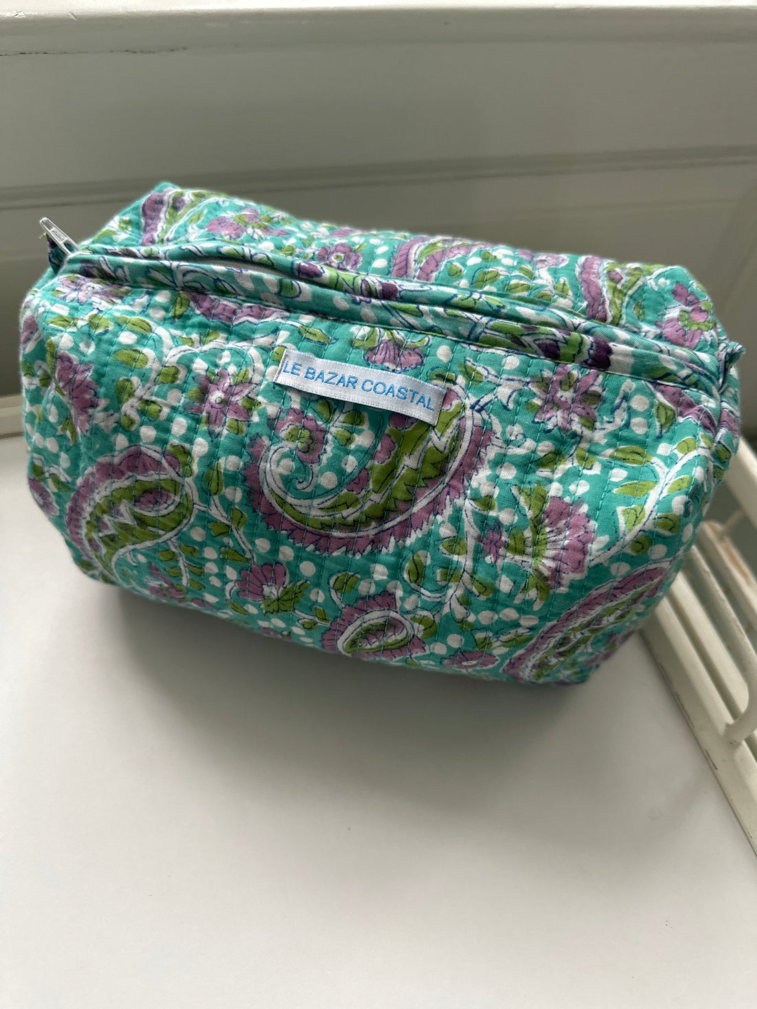 Makeup Bag Set, Teal Paisley
