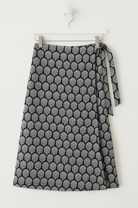 Cotton Wrap Skirt, Midnight Garden