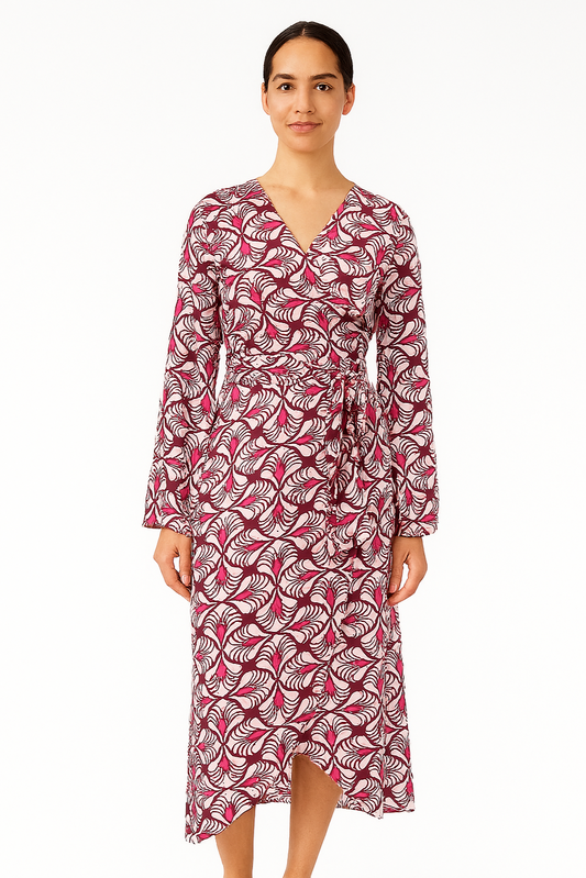 Washable Silk Wrap Dress, Jaipur Sunset