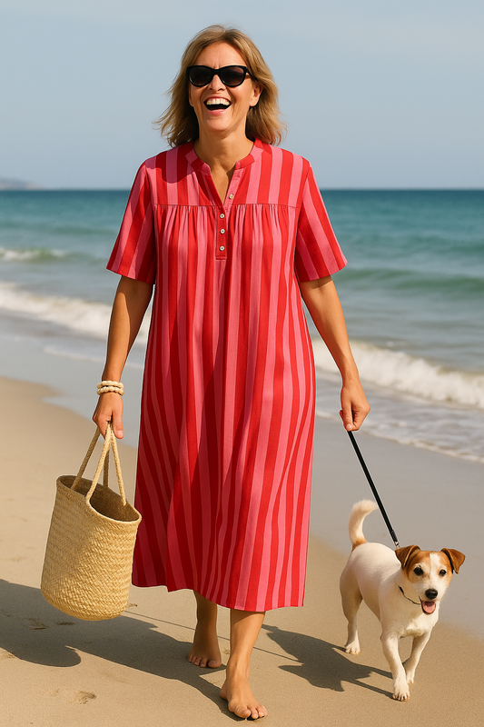 Market Maxi Dress - Radish Red Cabana Stripe