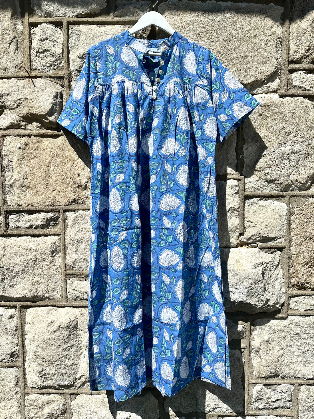 Market Dress - Maxi, Azure Blue & White Floral