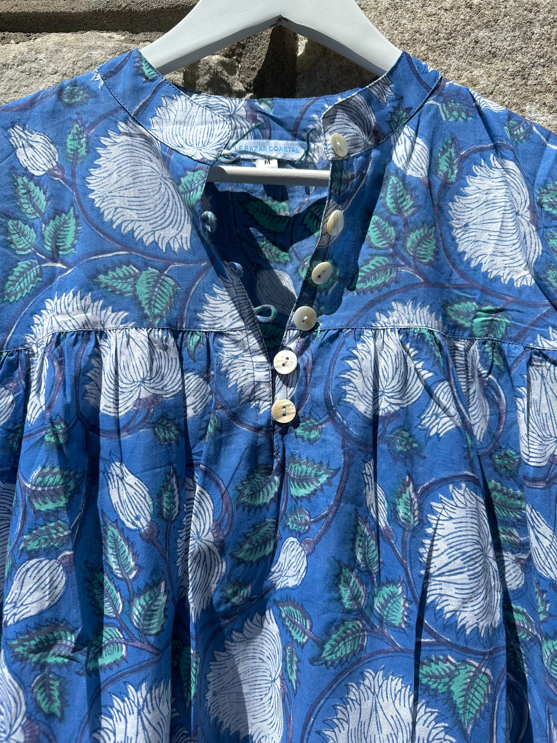 Market Dress - Maxi, Azure Blue & White Floral