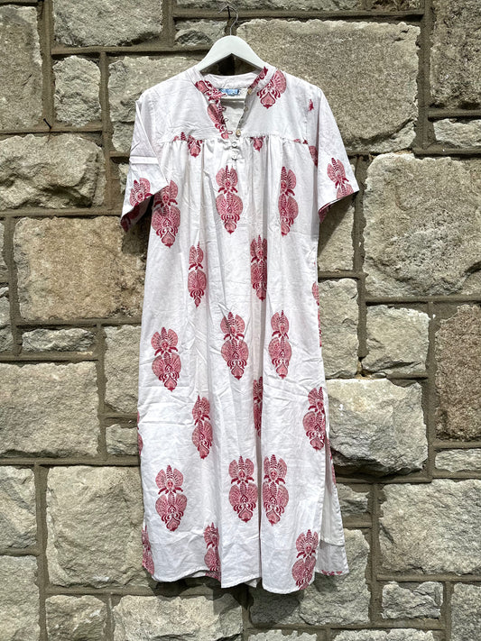Market Maxi Dress - Coral Mughal Print