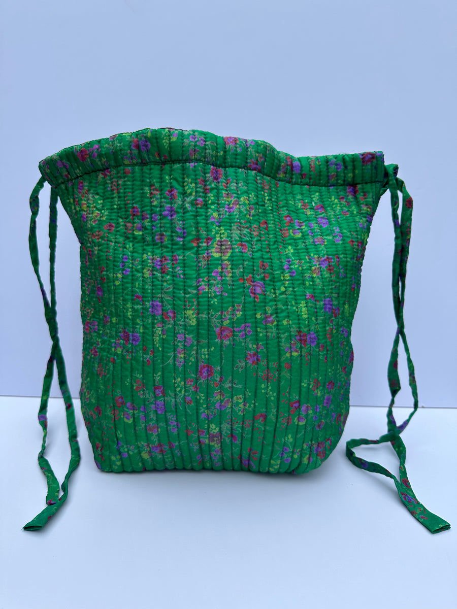 Luxury Slouch Bag - Emerald & Amethyst Floral