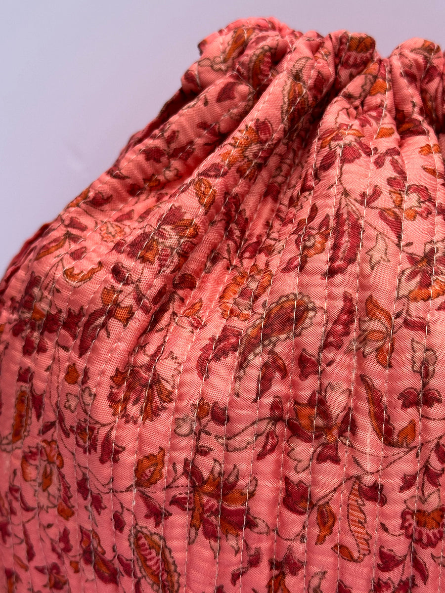 Luxury Slouch Bag - Coral & Red Leaves