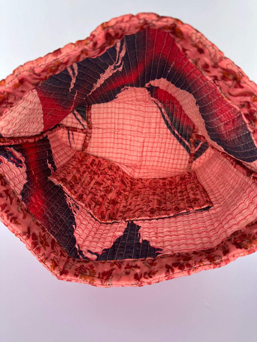 Luxury Slouch Bag - Coral & Red Leaves