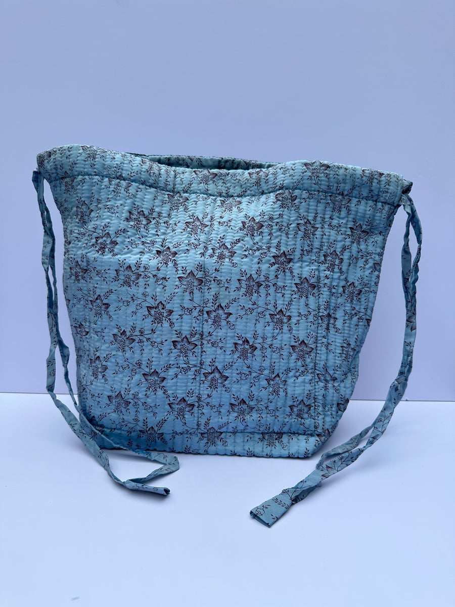 Luxury Slouch Bag - Cloud Blue & Cinnamon