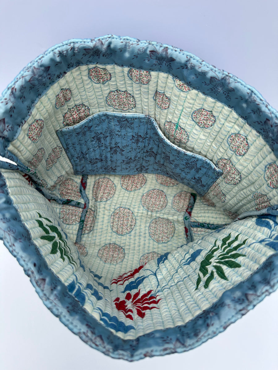 Luxury Slouch Bag - Cloud Blue & Cinnamon