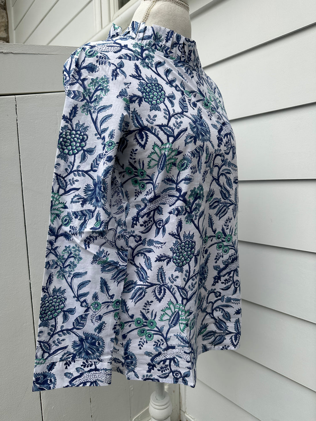 Lizzie Blouse, Blue Vines
