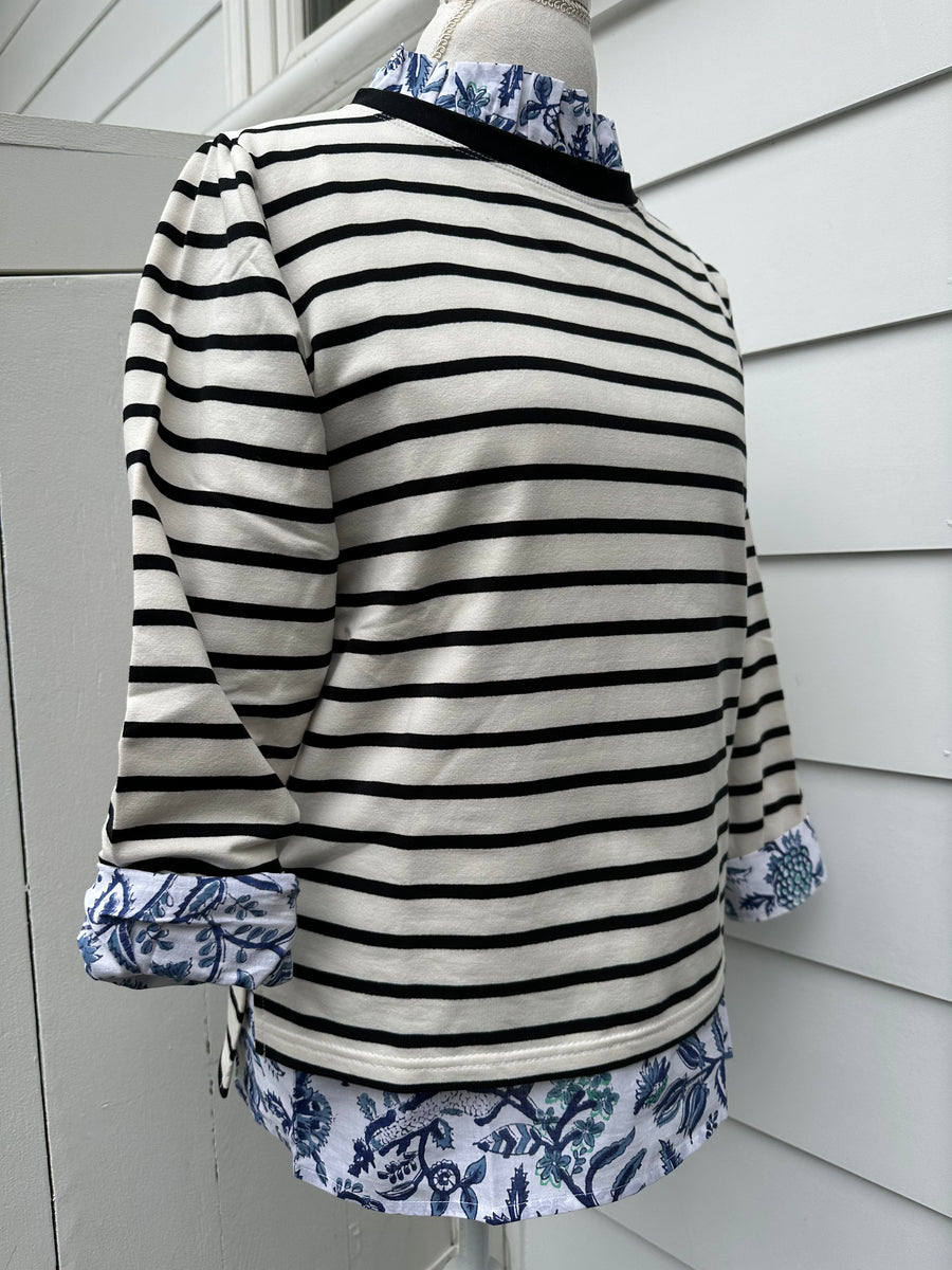Lizzie Blouse, Blue Vines