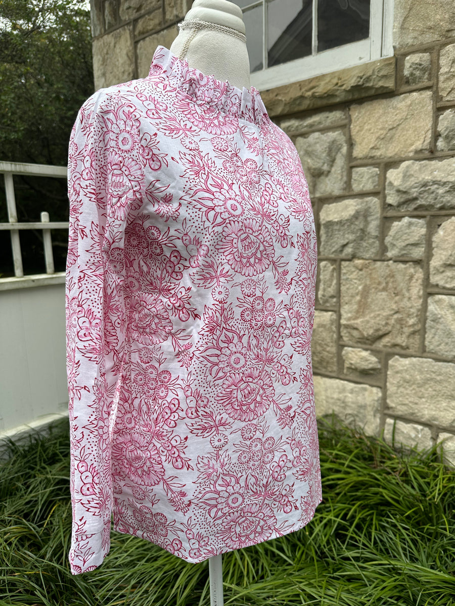 Lizzie Blouse, Pink Berry Bramble