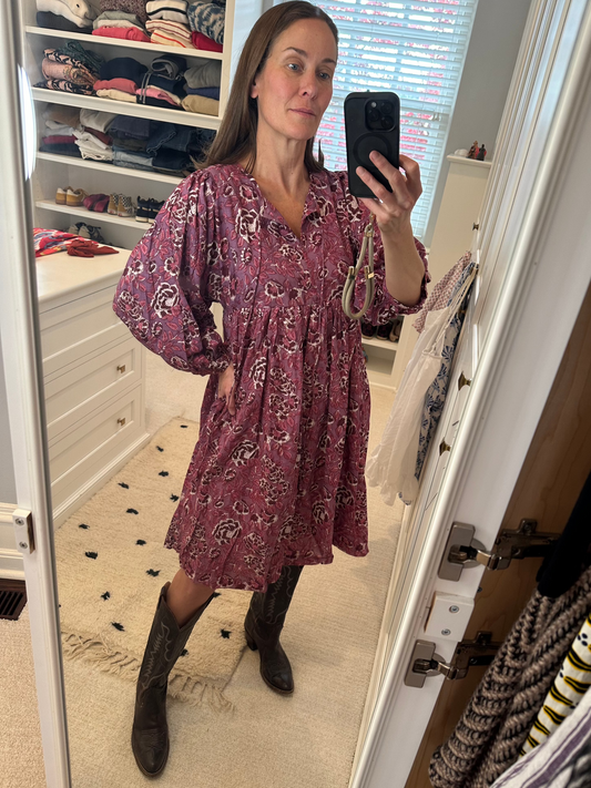 Stellita Caftan - Knee Length, Plum Perfect