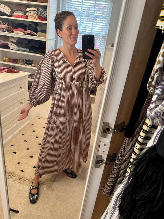 Stella Caftan - Maxi, Cocoa Stripe
