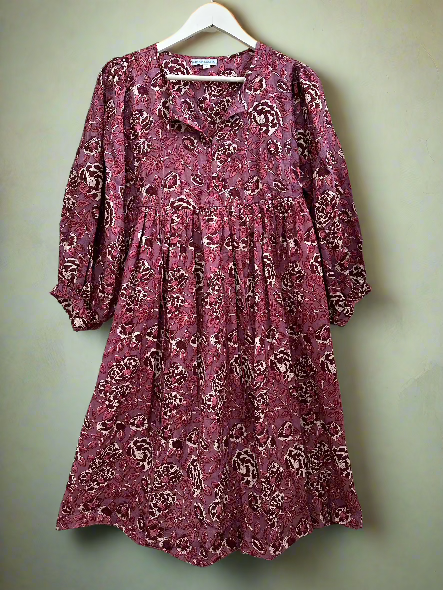 Stellita Caftan - Knee Length, Plum Perfect