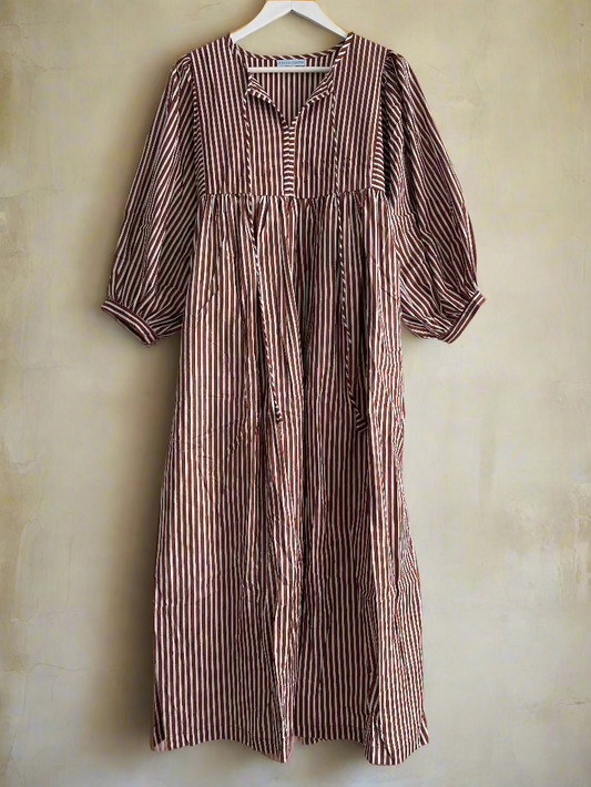 Stella Caftan - Maxi, Cocoa Stripe